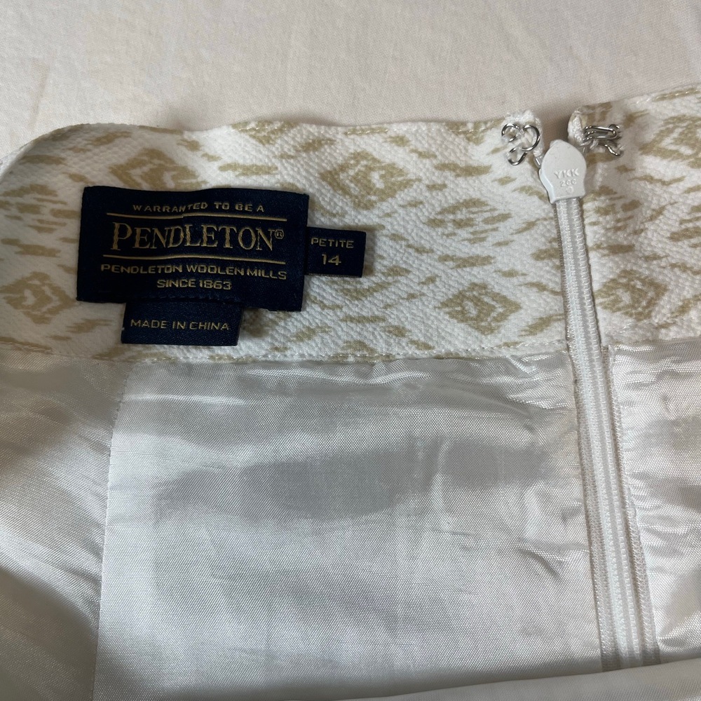 Pendleton White Beige Patterned Aline Linen Cotto… - image 5